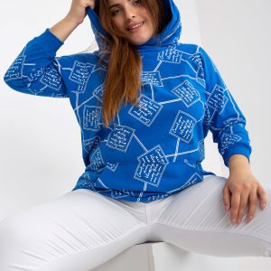 Wholesale Dark Blue Plus Size Sweatshirt with Print