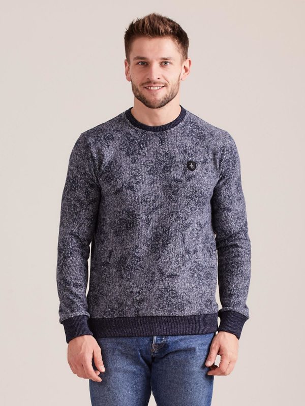 Wholesale Blue Patterned Sweatshirt for Men