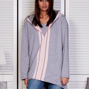 Wholesale Grey sweatshirt with contrasting zipper