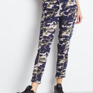 Wholesale Beige and navy blue camo sweatpants with pockets