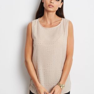 Wholesale Beige top with rhinestones