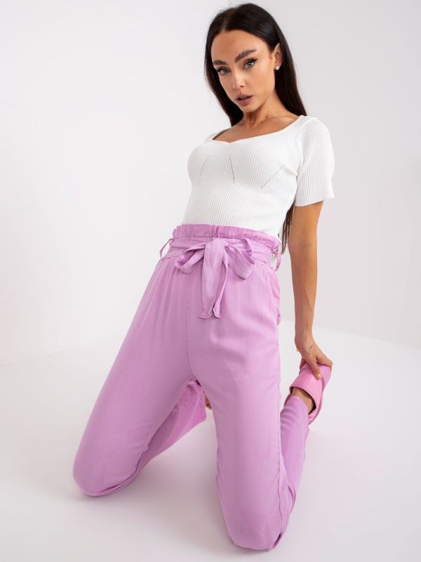 Wholesale Purple High Waist Fabric Pants