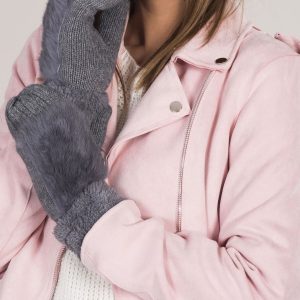 Wholesale Grey insulated gloves with fur