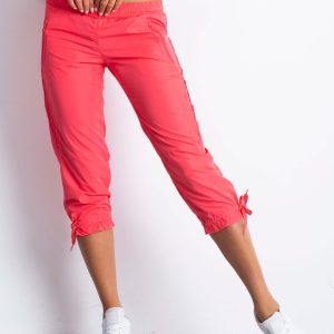 Wholesale Light pink capri sports pants with mesh