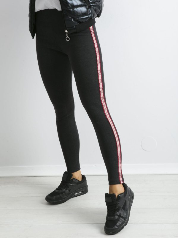 Wholesale Graphite leggings with red stripe