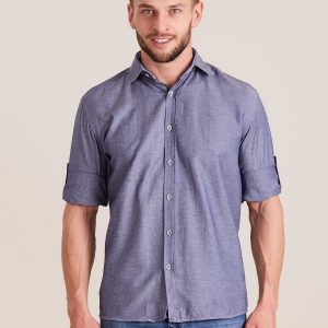 Wholesale Dark blue regular cut men's shirt