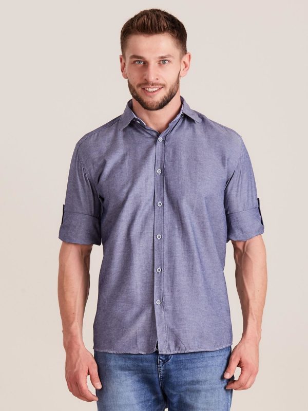 Wholesale Dark blue regular cut men's shirt