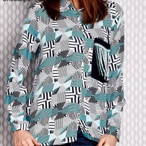 Wholesale Navy blue patterned shirt with beaded applique