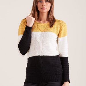 Wholesale Mustard sweater with wide stripes