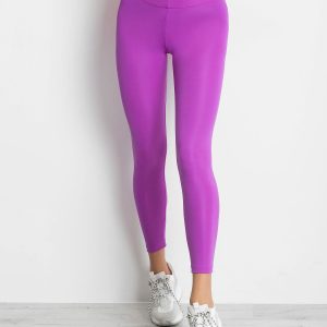 Wholesale Long Fluo Purple Fitness Leggings Medium Thickness