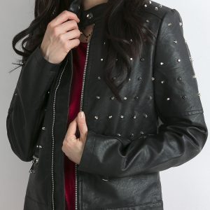 Wholesale Women's jacket with studs black