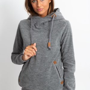 Wholesale Light grey sweatshirt with leather inserts