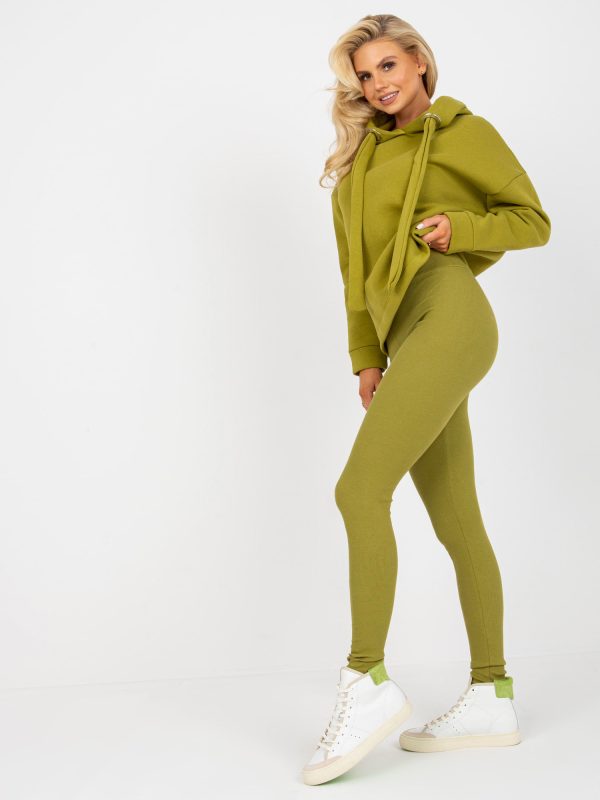 Wholesale Olive two-piece sweatsuit set with leggings