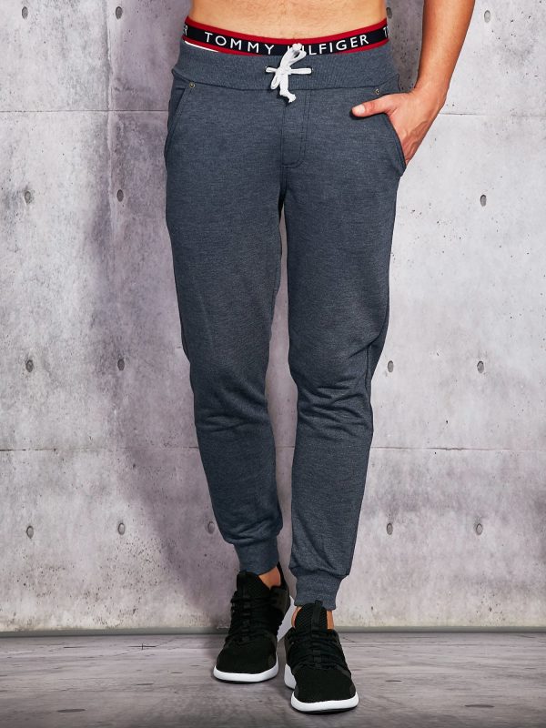 Wholesale Men's sweatpants navy blue with stripes