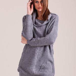 Wholesale Grey sweater with loose turtleneck