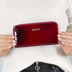 Wholesale Women's wallet lacquered with pattern red