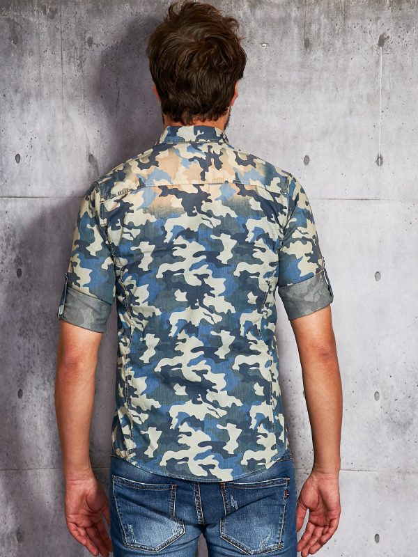 Wholesale Men's blue camo shirt