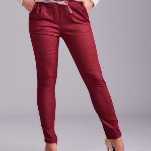 Wholesale Burgundy trousers with straps and stripes