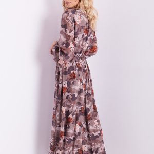 Wholesale BY O LA LA Patterned brown maxi dress