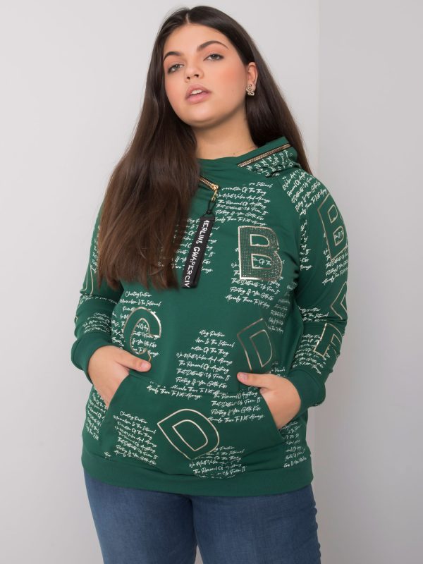 Wholesale Dark green plus size sweatshirt with Adele applique