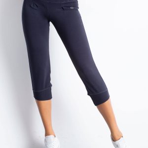 Wholesale Graphite capri sweatpants with zipper pocket