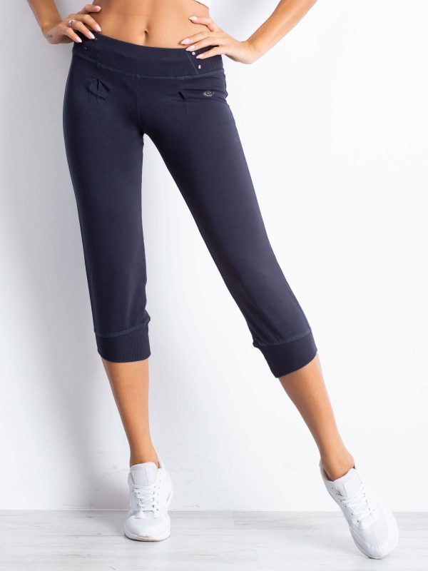 Wholesale Graphite capri sweatpants with zipper pocket