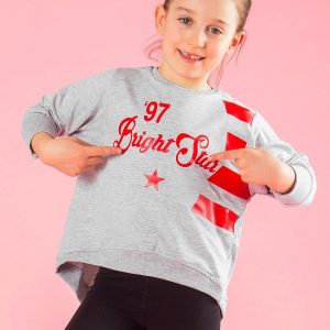 Wholesale Grey short sweatshirt with print for girl