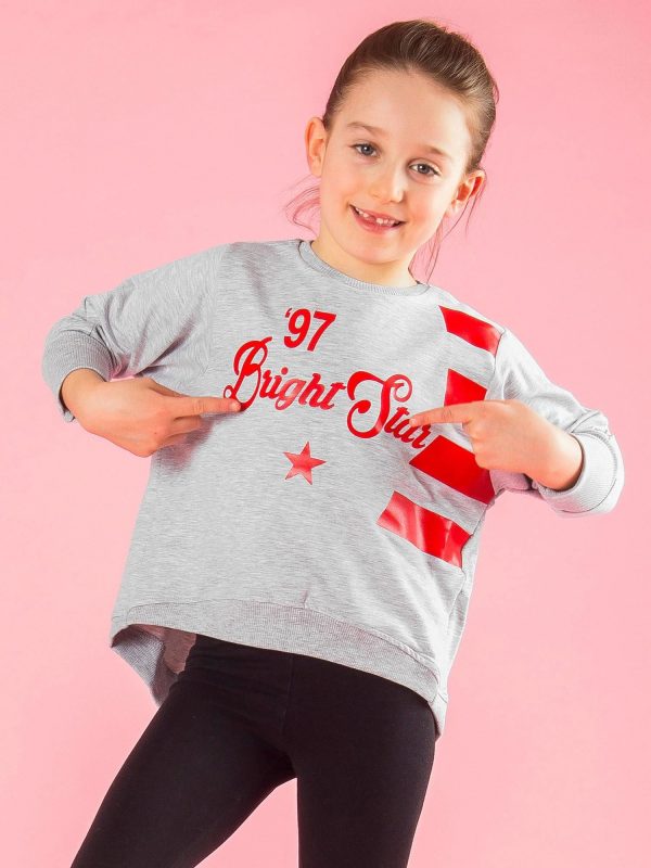 Wholesale Grey short sweatshirt with print for girl