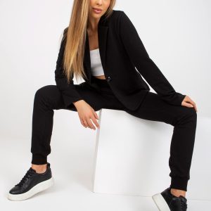 Wholesale Black basic sweatshirt set with trousers