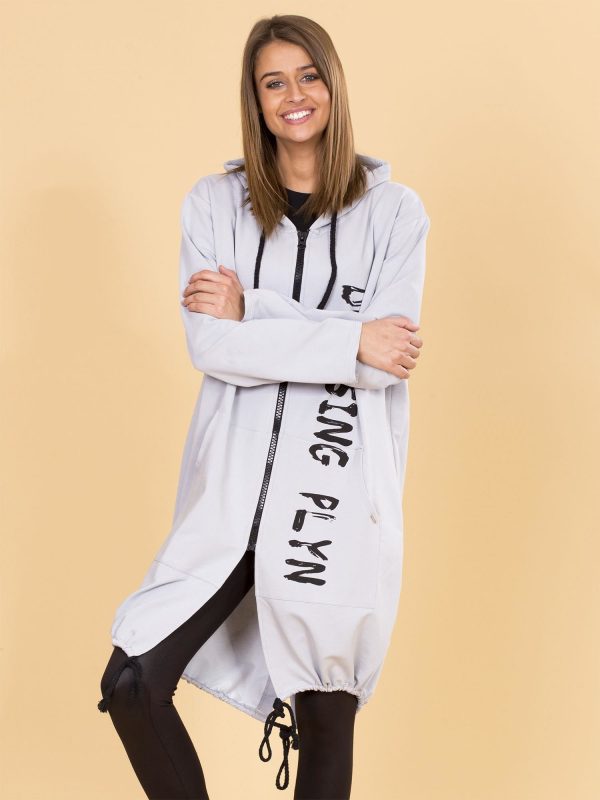 Wholesale Light Grey Long Hoodie