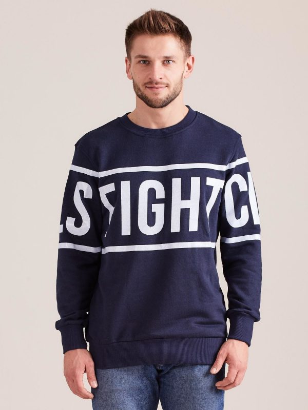 Wholesale Navy blue hooded sweatshirt for men with inscription