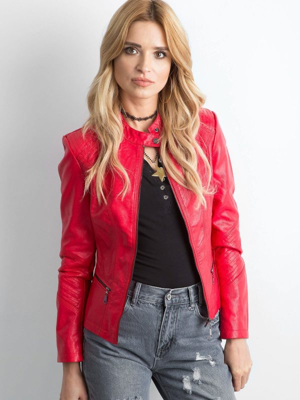 Wholesale Red biker jacket in eco leather