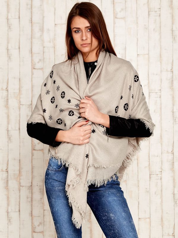 Wholesale Grey scarf with floral print