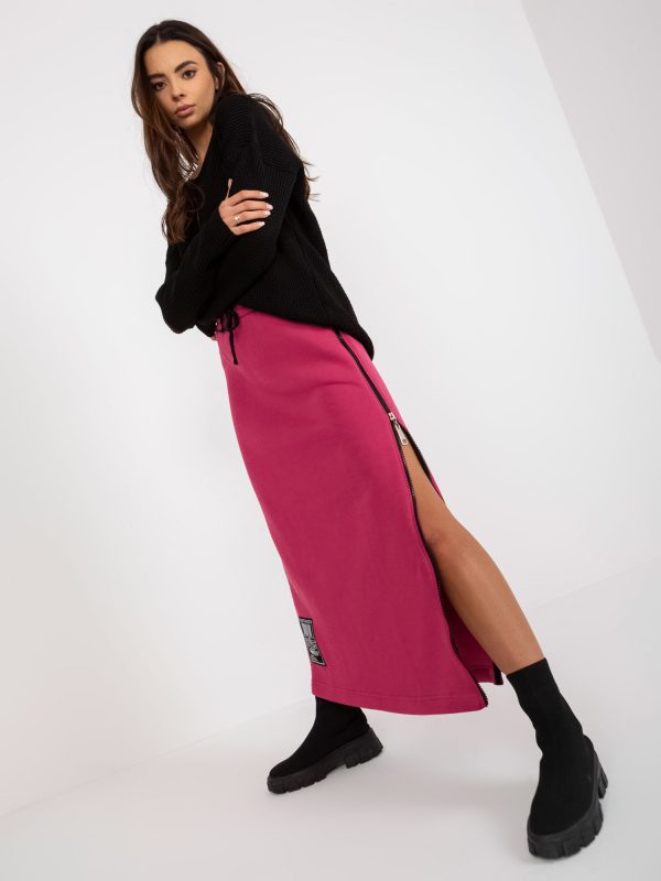 Wholesale Fuchsia Midi Sweatshirt with Reißverschluss