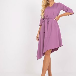 Wholesale Purple asymmetrical cocktail dress with binding