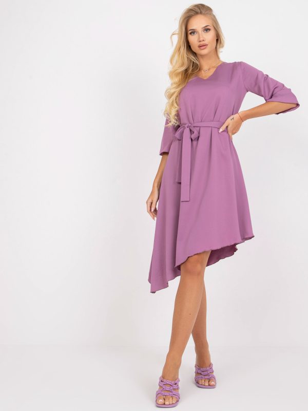 Wholesale Purple asymmetrical cocktail dress with binding