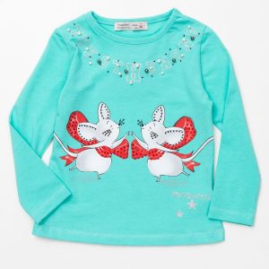 Wholesale Mint blouse for girl with applique