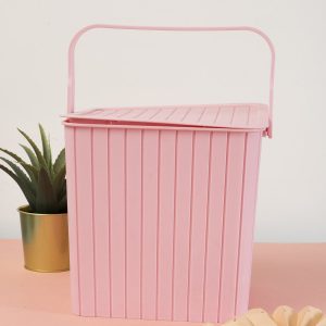 Wholesale Pastel light pink basket with handle and lid