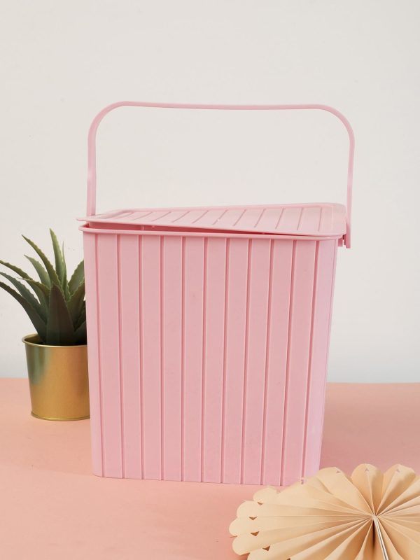 Wholesale Pastel light pink basket with handle and lid