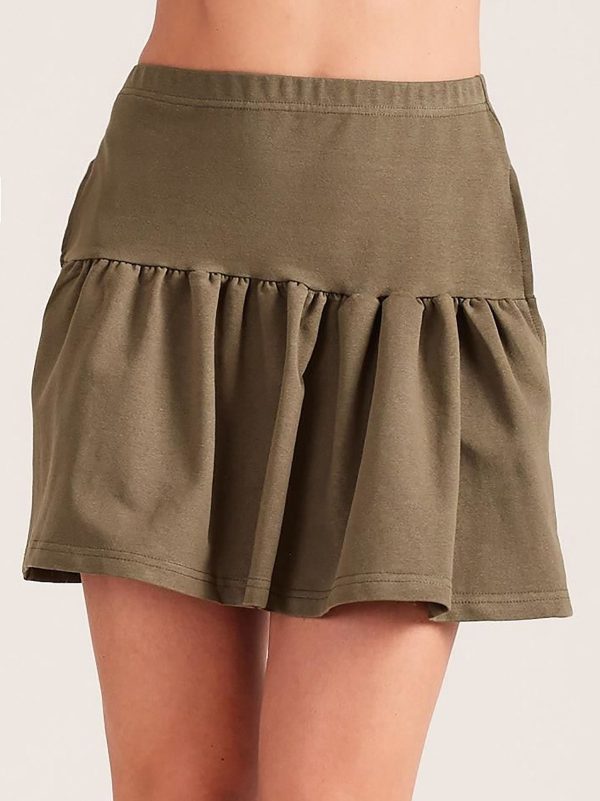 Wholesale Khaki sweatshirt skirt with flounce