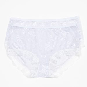 Wholesale High-waisted panties with lace front white