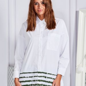 Wholesale Smooth shirt with pattern on the bottom white