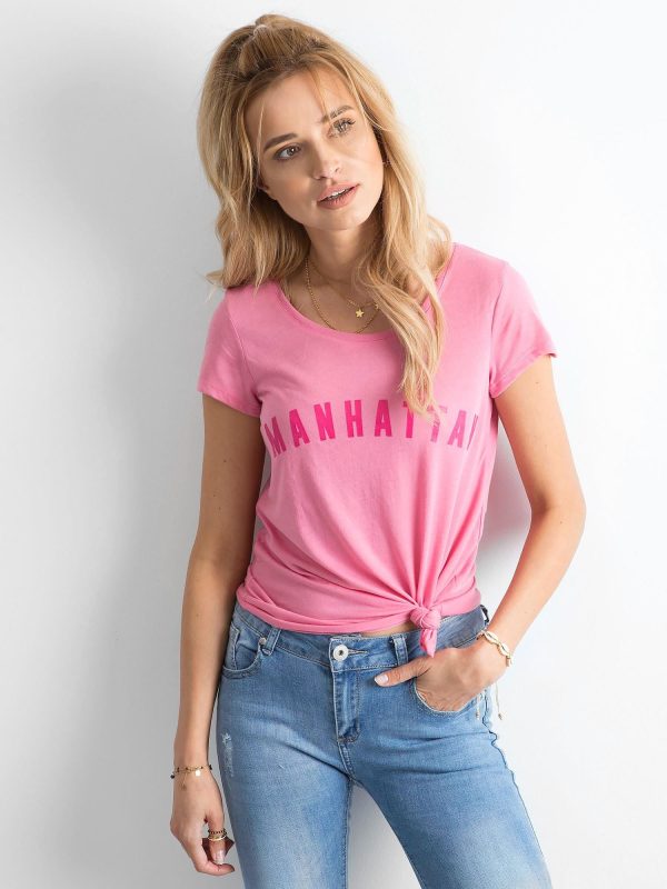 Wholesale Pink T-shirt with inscription