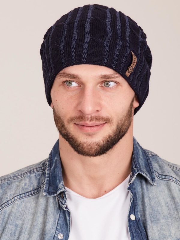 Wholesale Navy blue men's winter braid hat