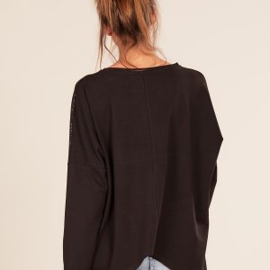 Wholesale Black oversize blouse with pockets