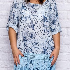 Wholesale Light blue tunic in plus size stars