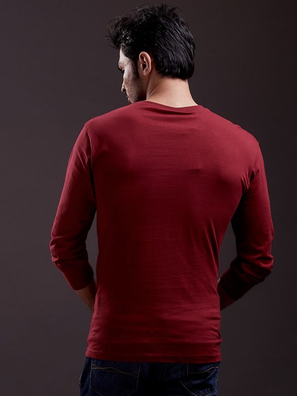 Wholesale Men's blouse with inscription print burgundy