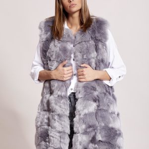 Wholesale Long Light Grey Fur Vest