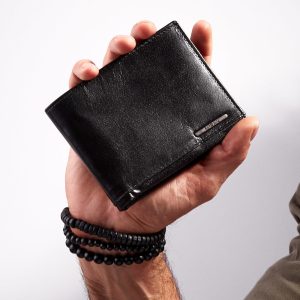 Wholesale Black horizontal leather wallet for man