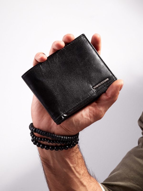 Wholesale Black horizontal leather wallet for man